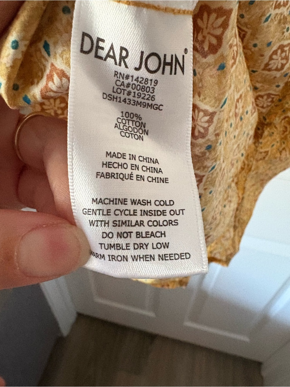 Dear John Denim Costa Novelty Top Marigold Calico Boho Blouse Size L - Picture 6 of 6